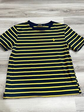 Polo by Ralph Lauren Women’s Navy & Yellow Striped Short Sleeve Tee, size Smal